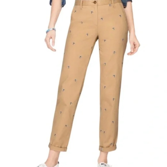 Talbots Pants - Talbots Tan Ankle Pants with Embroidered Detail size 12